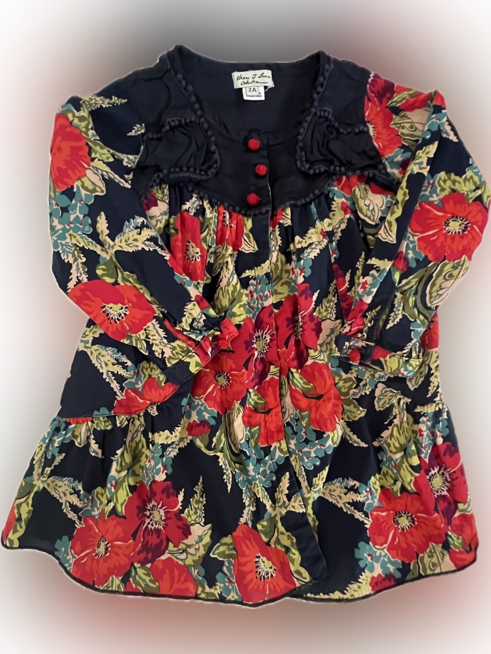 Eliane Et Lena - Navy Blue Dress w/ Red Poppies